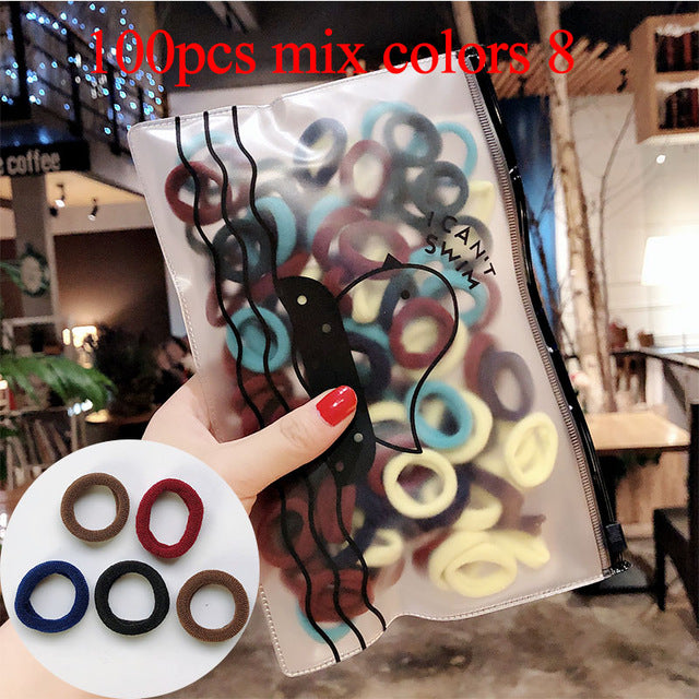 50/100pcs/Set Girls Colorful Nylon Small Elastic Hair Bands Children Ponytail Holder Rubber Bands Headband Kids Hair Accessories
