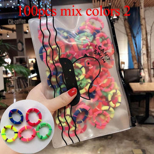 50/100pcs/Set Girls Colorful Nylon Small Elastic Hair Bands Children Ponytail Holder Rubber Bands Headband Kids Hair Accessories
