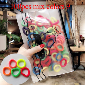 50/100pcs/Set Girls Colorful Nylon Small Elastic Hair Bands Children Ponytail Holder Rubber Bands Headband Kids Hair Accessories
