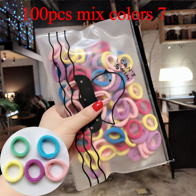 50/100pcs/Set Girls Colorful Nylon Small Elastic Hair Bands Children Ponytail Holder Rubber Bands Headband Kids Hair Accessories