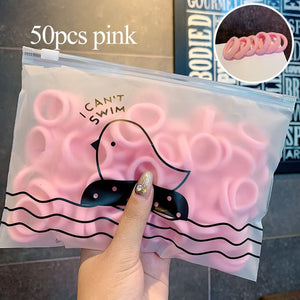 50/100pcs/Set Girls Colorful Nylon Small Elastic Hair Bands Children Ponytail Holder Rubber Bands Headband Kids Hair Accessories