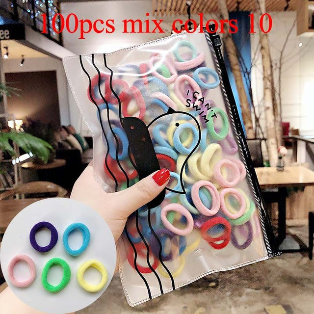 50/100pcs/Set Girls Colorful Nylon Small Elastic Hair Bands Children Ponytail Holder Rubber Bands Headband Kids Hair Accessories