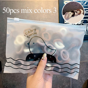 50/100pcs/Set Girls Colorful Nylon Small Elastic Hair Bands Children Ponytail Holder Rubber Bands Headband Kids Hair Accessories