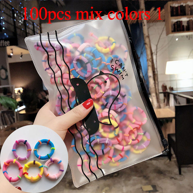 50/100pcs/Set Girls Colorful Nylon Small Elastic Hair Bands Children Ponytail Holder Rubber Bands Headband Kids Hair Accessories
