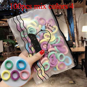 50/100pcs/Set Girls Colorful Nylon Small Elastic Hair Bands Children Ponytail Holder Rubber Bands Headband Kids Hair Accessories