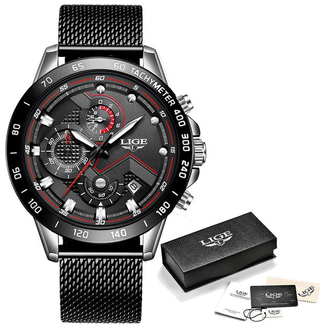 Relogio Masculino 2020 New Watches Men Luxury Brand LIGE Chronograph Men Sports Watches Waterproof Full Steel Quartz Men's Watch