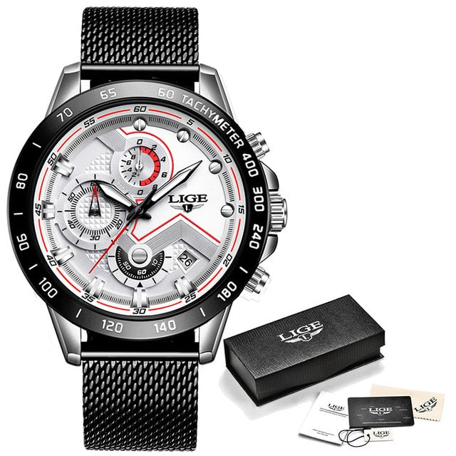 Relogio Masculino 2020 New Watches Men Luxury Brand LIGE Chronograph Men Sports Watches Waterproof Full Steel Quartz Men's Watch