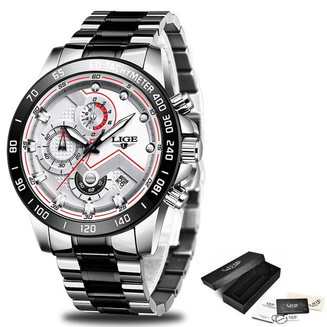 Relogio Masculino 2020 New Watches Men Luxury Brand LIGE Chronograph Men Sports Watches Waterproof Full Steel Quartz Men's Watch
