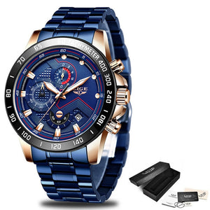 Relogio Masculino 2020 New Watches Men Luxury Brand LIGE Chronograph Men Sports Watches Waterproof Full Steel Quartz Men's Watch
